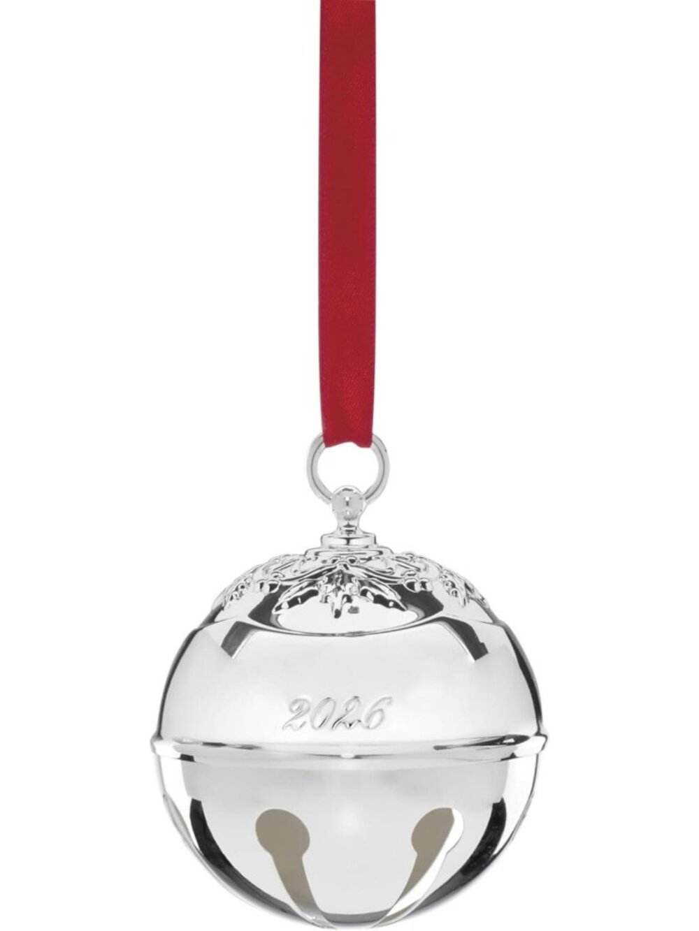 Elegant Silverplate Holly Bell Ornament - 2026 Holiday Decor, Collectible